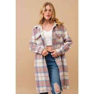 Yarn Dyed Button Up Pocket Front Long Jacket
